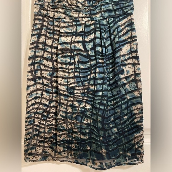 Monsoon Women’s Dress Size 8 Silk Blue & Green Geometric Textured Party Cocktail - Picture 8 of 16